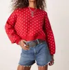 Free People Pattern Easy Street Cropped Sweater In Cherry In Red