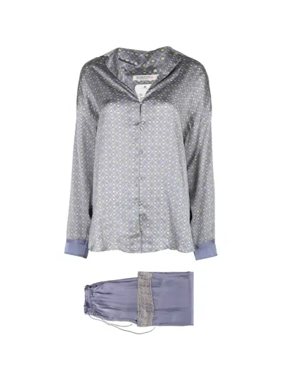 Free People Patterned Drawstring Pajama Set In Gray