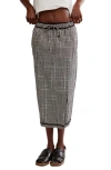 Shop Free People Penelope Gingham Midi Skirt In Black Combo