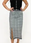 Free People Penelope Gingham Midi Skirt In Black Combo In Blue