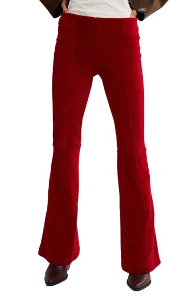 Free People Penny Flare Velvet Pants In Red