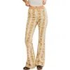 Free People Penny Print Flare Hem Pants In Sand Combo