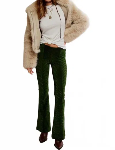 Free People Penny Pull-on Velvet Flare Pants In Night Forest In Green