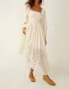 Free People Perfect Storm Smocked Eyelet Long Sleeve Maxi Dress In Multi
