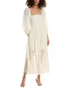 Free People Malina Maxi Dress Womens Tan Embroidered Eyelet Semi Sheer Gbo1181 In Ivory