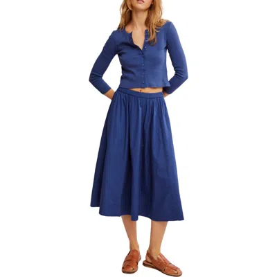Free People Perfect Tones Cardigan & Skirt In Navy Peony