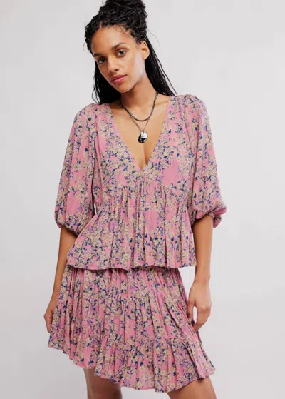 Free People Perishing Printed Set In Pink Combo