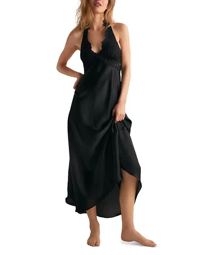 Free People Petal Party Midi Slipdress In Black