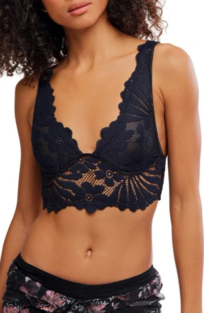Free People Petal Party Plunge Bralette In Black