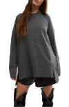 Free People Phoebe High-low Tunic Sweater In Dark Heather Grey
