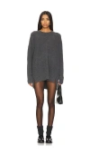 Free People Phoebe High-low Tunic Sweater In Dark Heather Grey