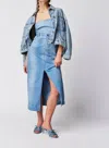 Free People Strapless Denim Midi Dress In Multi