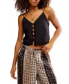 Free People Pieces Of You Embroidered Button-up Camisole In Black