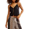 Free People Pieces Of You Embroidered Button-up Camisole In Black