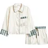 Free People Pillow Talk Satin Short Crop Pajamas In White