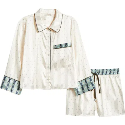 Free People Pillow Talk Satin Short Crop Pajamas In White