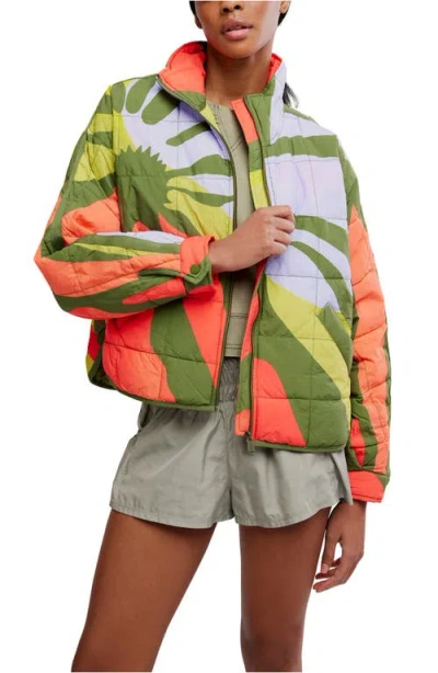 Free People Pippa Placement Print Quilted Jacket In Green