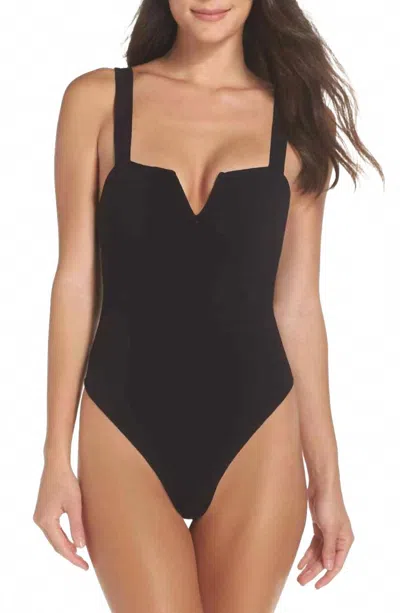 Free People Pippa V-wire Thong Bodysuit In Black