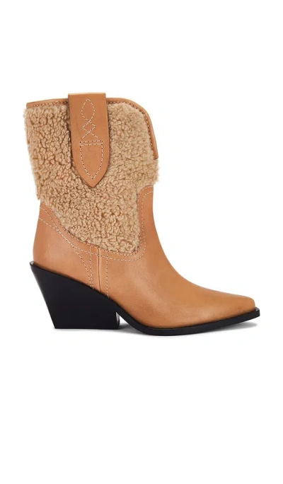 Free People Pitchfork Point Faux Fur Boot In Almond Butter