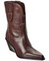 Free People Pitchfork Point Leather Western Boot In Brown
