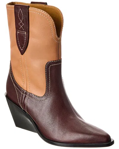 Free People Pitchfork Point Leather Western Boot In Brown