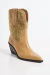 Free People Pitchfork Point Shearling Boot In Almond Butter Shearling In Multi