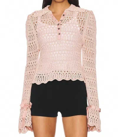 Free People Pointelle Pullover Sweater In Mauve Rose In Pink