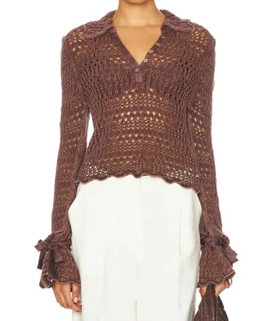 Free People Pointelle Pullover Top In Chickory Coffee In Brown