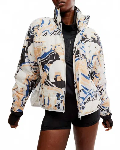 Free People Polar Bear Graphic Puffer Jacket In White/multi