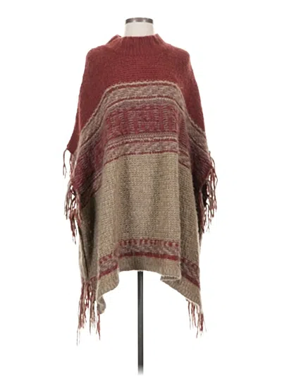Pre-owned Free People Poncho In Burgundy