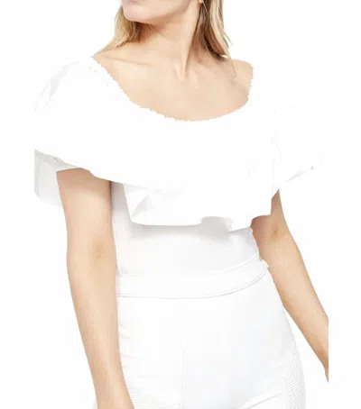 Free People Poof Goes My Heart Ruffle Bodysuit In White