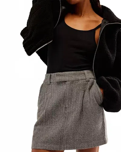 Free People Pop Preppy Mini Skirt In Gray In Black