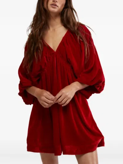 Free People Portia Velvet Mini Dress In Red