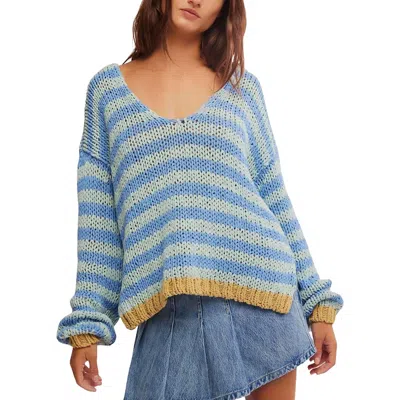 Free People Portland Sweater In Blue Lake Combo