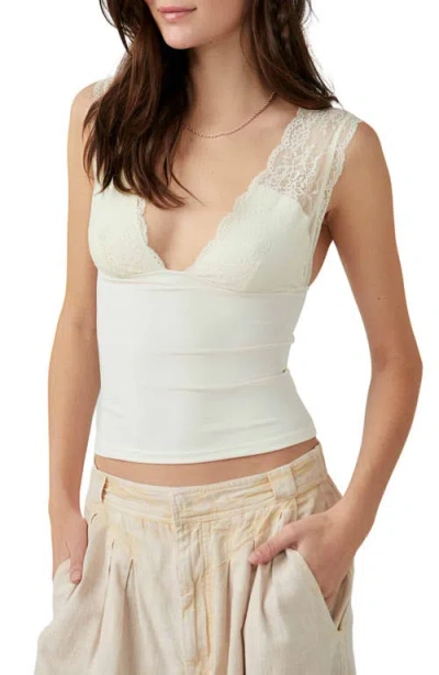 Free People Power Pay Lace Trim Camisole In Ivory