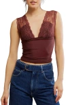Free People Power Pay Lace Trim Camisole In Orange