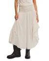 Free People Prairie Convertible Cotton Smocked Skirt In Whisper White