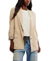 Free People Prep School Linen Blend Blazer In Grey
