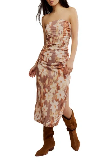 Free People Presley Strapless Midi Dress In Brown