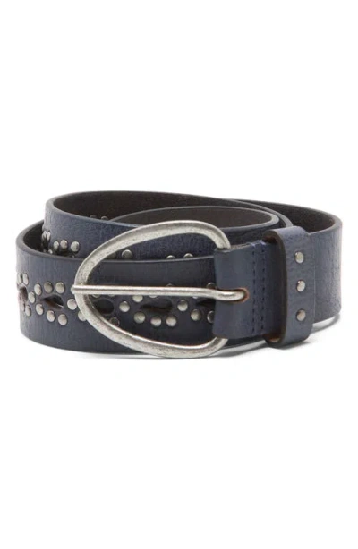 Free People Preston Stud Leather Belt In Gray