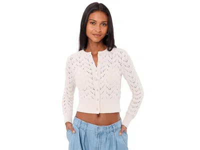 Free People Pretty In Pointelle Cardigan In Ivory In White