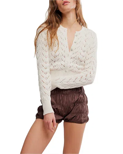 Free People Pretty In Pointelle Cardigan In Neutral