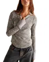 Free People Pretty Little Thermal Stitch Top In Sage Combo