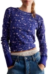 Free People Pretty Little Thermal Top In Navy Combo