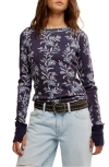 Free People Pretty Little Thermal Stitch Top In Blue