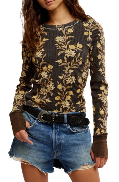 Free People Pretty Little Thermal Stitch Top In Gold