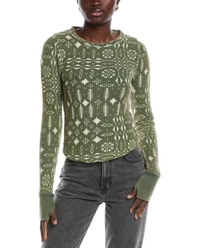Free People Pretty Little Thermal Top In Green