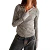 Free People Pretty Little Thermal Stitch Top In Grey