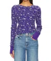 Free People Pretty Little Thermal Top In Navy Combo