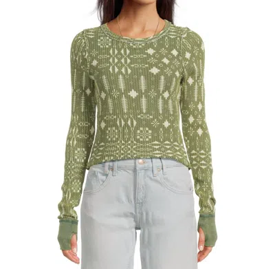 Free People Pretty Little Thermal Top In Pine In Silver